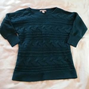 Banana Republic Teal Cable Knit Dolman Sweater